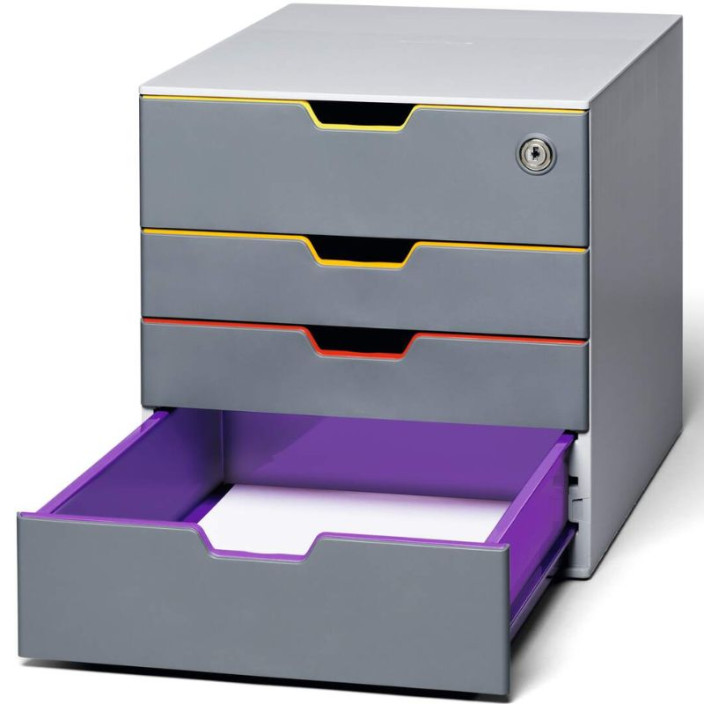Szufladki na biurko DURABLE VARICOLOR Safe szare - 4 szuflady na klucz