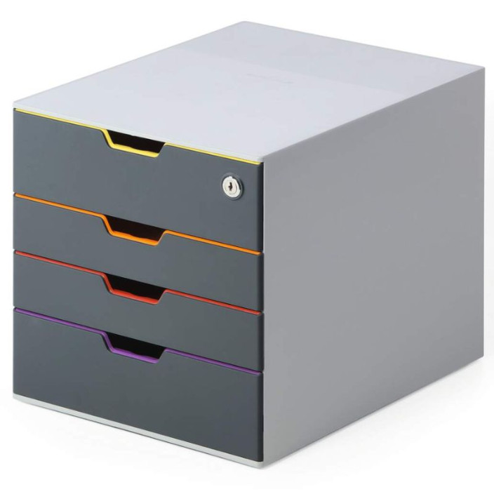 Szufladki na biurko DURABLE VARICOLOR Safe szare - 4 szuflady na klucz