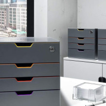 Szufladki na biurko DURABLE VARICOLOR Safe szare - 4 szuflady na klucz