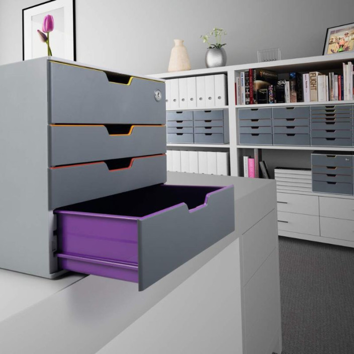 Szufladki na biurko DURABLE VARICOLOR Safe szare - 4 szuflady na klucz