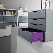 Szufladki na biurko DURABLE VARICOLOR Safe szare - 4 szuflady na klucz