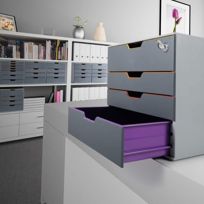 Szufladki na biurko DURABLE VARICOLOR Safe szare - 4 szuflady na klucz