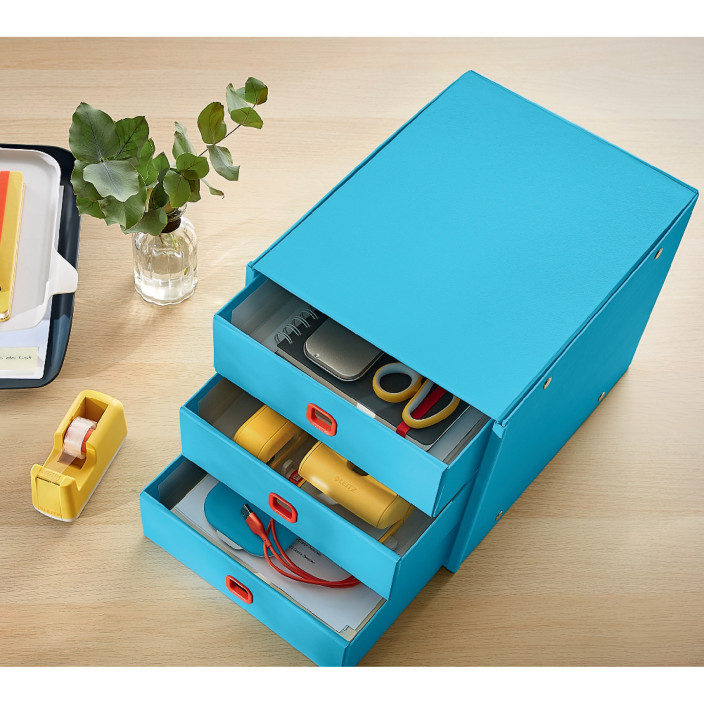 Szuflady na dokumenty LEITZ C&S Cosy niebieskie - 3 szufladki 53680061