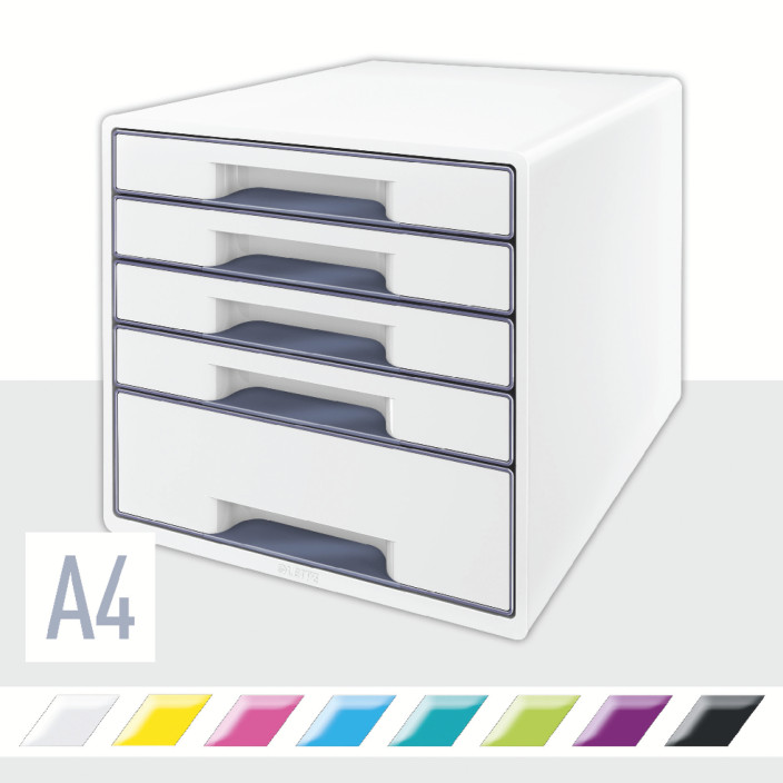 Szuflady na dokumenty LEITZ WOW białe - 5 szufladek 42142001