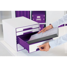 Szuflady na dokumenty LEITZ WOW fioletowe - 4 szufladki 52132062 