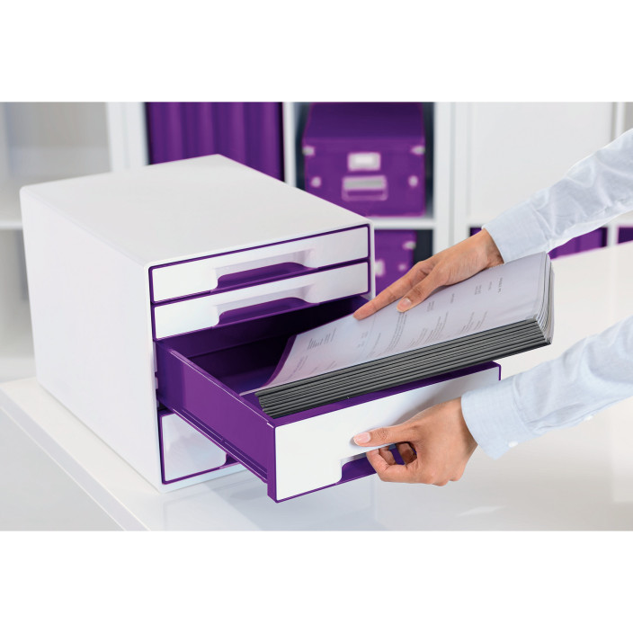 Szuflady na dokumenty LEITZ WOW fioletowe - 4 szufladki 52132062 