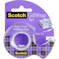 Taśma biurowa 19mm x 7,5m SCOTCH Gift Wrap do pakowania z podajnikiem