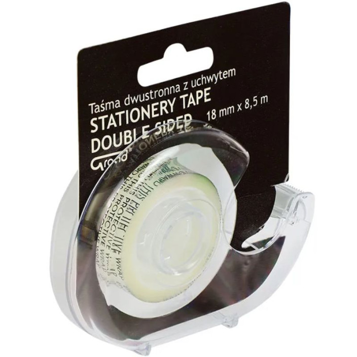 Taśma dwustronna biurowa GRAND 18mmx8,5m z dyspenserem transparentna