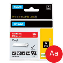 Taśma DYMO 1805416 12mmx5,5m winylowa czerwona/biały nadruk